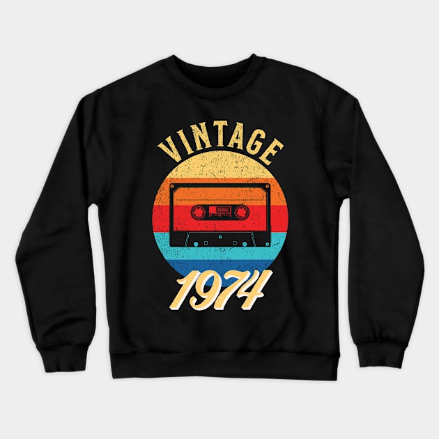 Vintage Year Since 1974 | Cassette | 48th Birthday Gift Crewneck Sweatshirt by jiromie